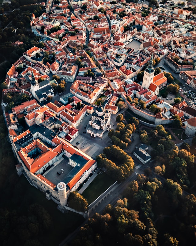Aerial view of Tallinn, Estonia - a digital nation and cybersecurity hub